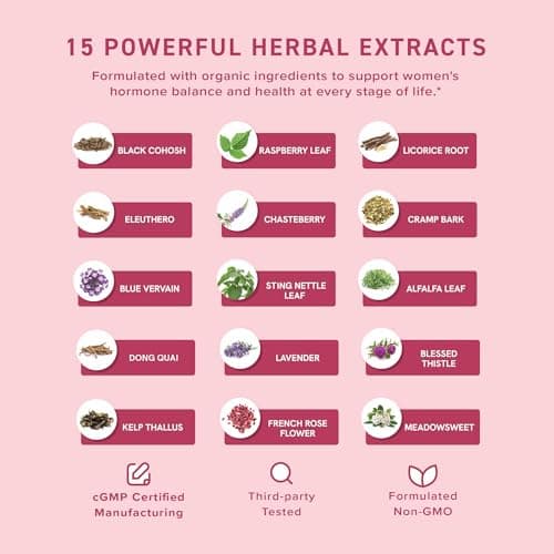 Hormone Balance Liquid Drops | with Black Cohosh, Stinging Nettle, Red Raspberry Leaf, Chasteberry & More | Menopause, Hot Flash, & PMS Relief Menstrual Herbal Support Tincture | Vegan Formula | 2oz