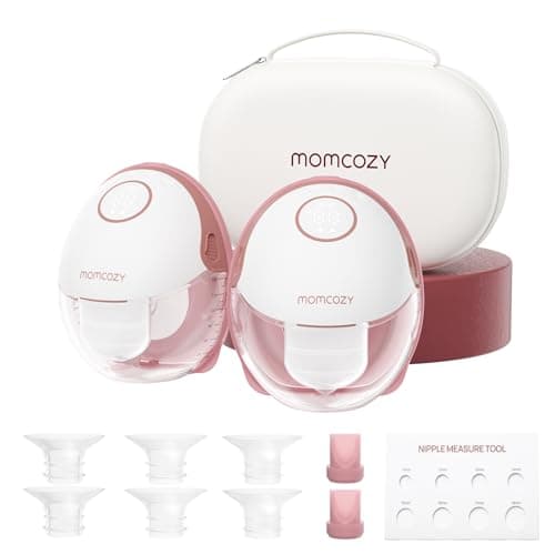 Momcozy Breast Pump Hands Free Mobile Style | M6, Wearable Breastfeeding Electric Breast Pump Ideal Rhythm More Milk, DoubleFit Flange More Fit & Discreet with 3 Modes 9 Levels, 24mm - 2 Pack Cozy Red