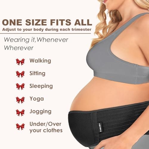 Gepoetry Maternity Belly Band for Pregnant Women | Pregnancy Belly Support Band for Abdomen, Pelvic, Waist, & Back Pain | Adjustable Maternity Belt | For All Stages of Pregnancy & Postpartum (Black)