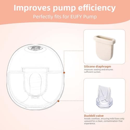 8pcs Replacement Parts for eufy Breast Pump, 4 Silicone Diaphragms & 4 Duckbill Valves Accessories Kit Compatible with eufy S1 Pro, S1, E10, E20 Wearable Breast Pump