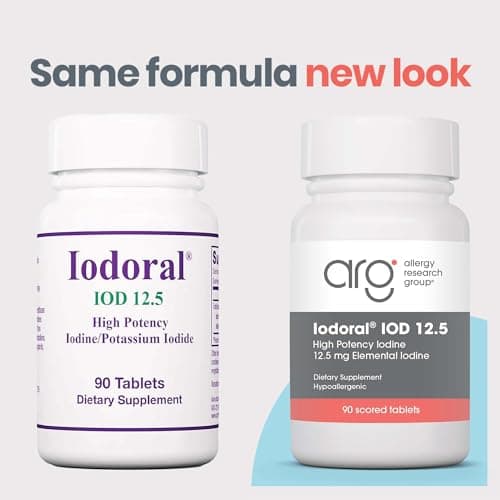 ARG Optimox Iodoral 12.5 mg - Iodine & Potassium Iodide Supplement for Thyroid & Metabolic Balance Support - Free of Soy & Gluten - 90 Servings - 90 Tablets