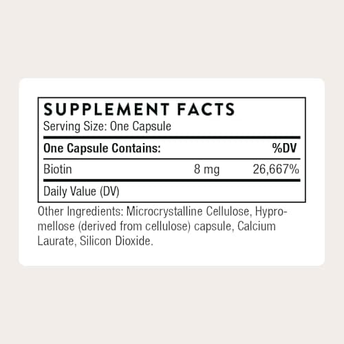 THORNE - Biotin - Vitamin B7 Supplement for Healthy Hair, Nails, Skin & Metabolism - Supports Nerve Health* - Third-Party Certified - Gluten, Dairy & Soy-Free - 60 Capsules