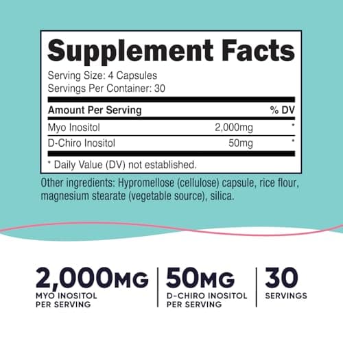 Nutricost Myo Inositol & D-Chiro Inositol for Women 2000mg, 120 Capsules, 2000mg Myo & 50mg D-Chiro Per Serving, 30 Servings, Vegetarian Friendly, Non-GMO & Gluten Free
