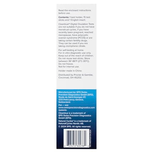 Clearblue & Natural Cycles Birth Control Ovulation Test Refill Pack, 15 Digital Ovulation Tests