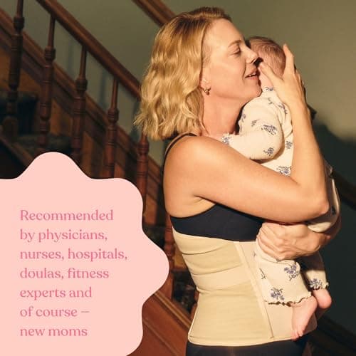 Belly Bandit Luxe Postpartum Belly Wrap - Adjustable Abdominal Binder w/Five Levels of Targeted Compression for Recovery - Supports Core, Waist After C-Section, Natural Birth - Regular, Black, Medium
