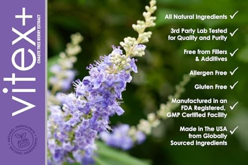 VH Nutrition VITEX+ | Vitex Chasteberry Supplement for Women | Hormonal Balance* and Fertility Support* | 650mg Per Serving of Vitex Berry Extract Powder | 60 Capsules
