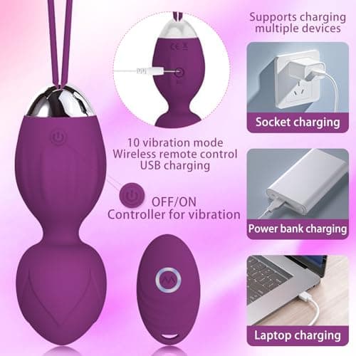 HXX-LUVSOUL 3 Kegel Balls for Women Tightening Exercise Set, Different Kegel Weights for Pelvic Floor Muscle, Pelvic Floor Trainer System for Beginners & Advance (Purple)
