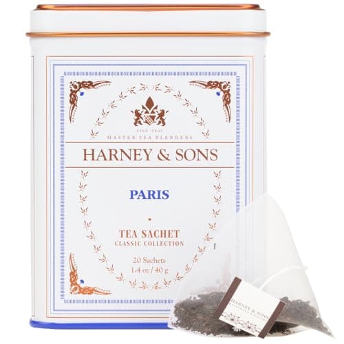 Harney & Sons Paris Flavored Black Tea – 20 Sachets | Fruity Vanilla & Caramel Blend with Hint of Lemony Bergamot