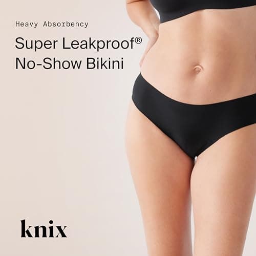 KNIX Super Leakproof Bikini - Period Underwear for Women - Machine Washable, Reusable - Black, Medium (1 Pack)