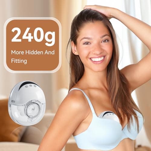Hands Free Breast Pump Wearable MY-375 - Strong Suction, Low Noise, Wearable Breastfeeding Pump with 4 Mode &12 Levels, Portable Electric Breast Pump 24mm - 19/21/Insert/Flange, 2 Pack (White)