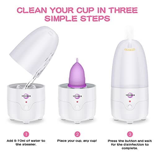 YTYOMUR Menstrual Cup Steamer Sterilizer with 2 Reusable Menstrual Cups, Upgraded Period Cups Cleaner Wash Kit