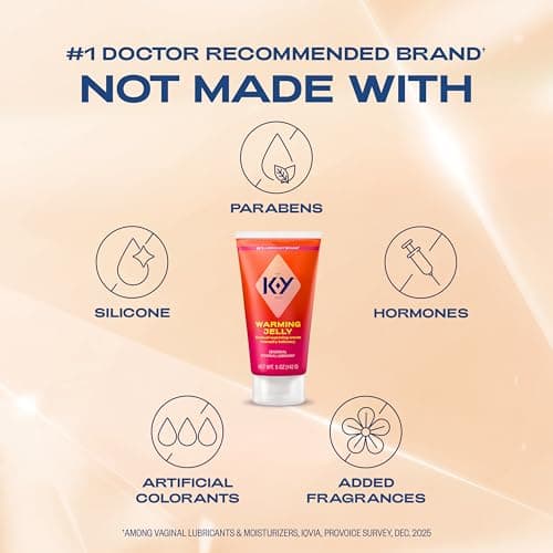 K-Y Warming Jelly Personal Lubricant (2.5 oz), Premium Non-Greasy Warming Lube For Women, Men & Couples (Package May Vary)