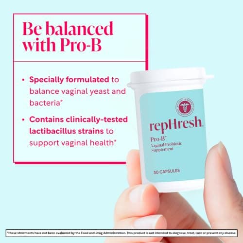 RepHresh Pro-B Vaginal Probiotic Supplement, Probiotics for Women, Balances Yeast and Bacteria to Maintain Feminine Health, Daily Oral Capsules, 30 Count