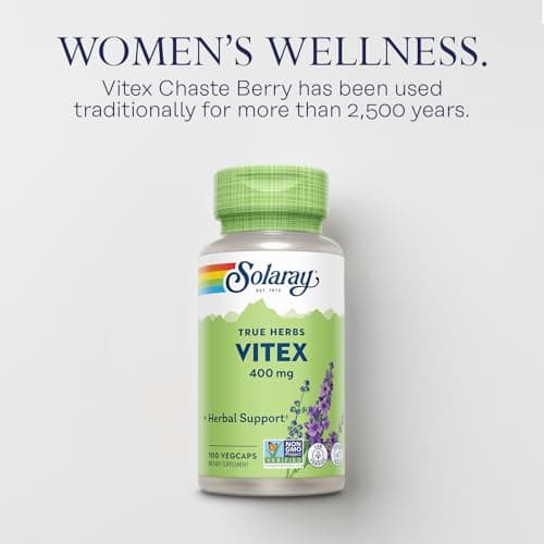 SOLARAY Vitex Berry 400mg | Womens Healthy Hormone Balance Formula | Menstruation & Menopause Support, 100ct
