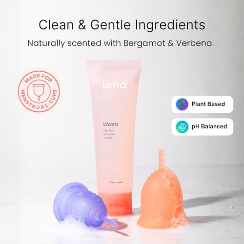 Lena Menstrual Cup Wash - Plant-Based Cleaner for Period Cup and Disc, Concentrated pH Balanced 1-Drop Soap for Medical-Grade Silicone, Lifts Residue and Odor, Naturally-Scented for No Irritation