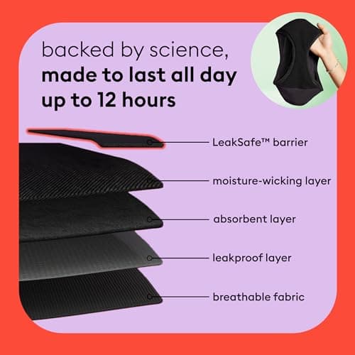 Thinx Teens Period Underwear, Brief-Style Period Panties, Holds Up to Regular 12 Tampons, Reusable & Controls Odor, 3-Pack - (1) Black, (1) Lucky Stars, (1) Violet, Size 11/12