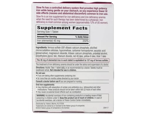 Slow Fe Slow Release Iron Supplement, 30 Tablets (Pack of 2)