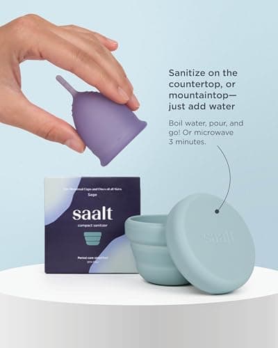 Saalt Travel Menstrual Kit - Easy Cleaning for Public Restroom, School, or Travel for Menstrual Cup or Menstrual Disc - Reusable Travel Bag, 3.4oz Wash, Squeeze Bottle, Compact Sanitizer