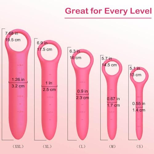 QoQiu 5-Pack Silicone Dilators for Pelvic Floor for Women with Fine Scales, Pelvic Wand Massager,Pelvic Floor Muscle Trainer, Pelvic Floor Strengthening Device with Storage Bag, Red