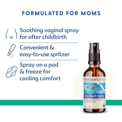 Motherlove Sitz Bath Spray (2 oz) Sitz Bath for Postpartum Care—Herbal Perineal Spray w/Witch Hazel—USDA Organic, Vegan, & Cruelty Free