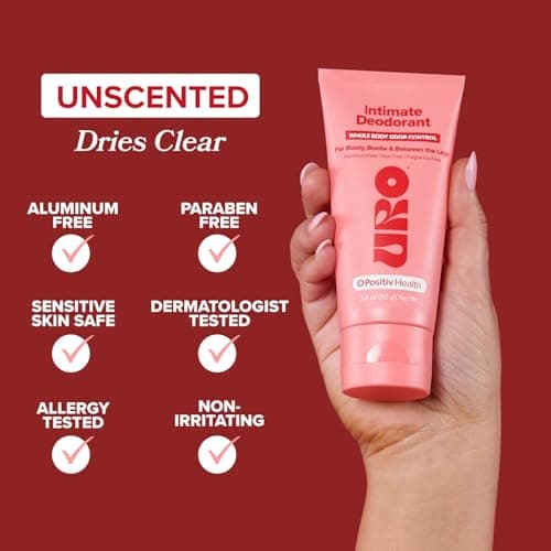 URO Intimate Whole Body Deodorant Cream – Dermatologist Tested, Hypoallergenic, Non-irritating, Aluminum Free, Unscented, Dries Clear – Odor & Moisture Control, Anti-Chafing – 3 Oz Tube (Pack of 1)