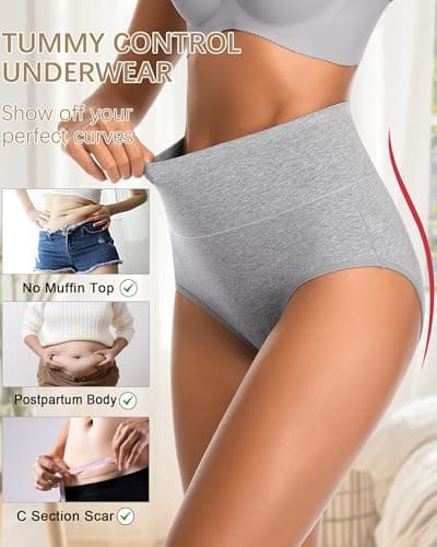 Postpartum Underwear for Women Tummy Control Panties Soft Breathable High Waisted Underwear Women Pregnancy Panties Cotton Ladies Briefs(L)