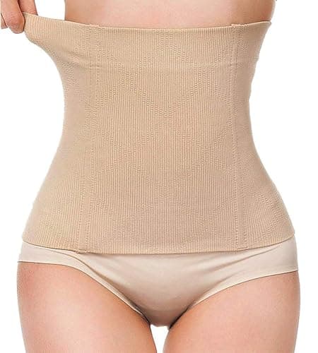 LODAY 2 in 1 Postpartum Recovery Belt,Body Wraps Works for Tighten Loose Skin(M,Beige)