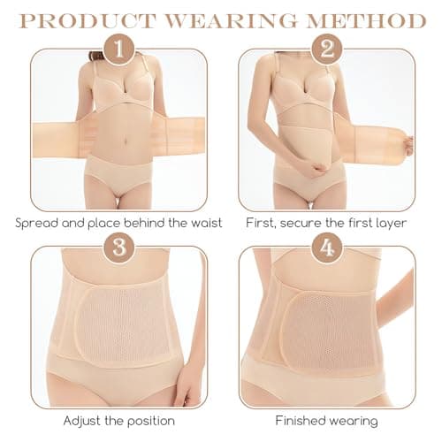 Long 37'' Breathable Adjustable Elastic Abdominal Binder Postnatal Belly Waist Slim Shaper Back Support Girdle Belt Pregnancy C-Section Recoery Shapewear Abdomen Corset Staylace for Women Beige