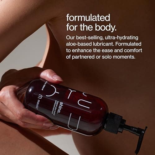 Maude Shine Aloe - Water-Based Personal Lubricant with Organic Aloe - Naturally Hydrating + Non-Sticky Lube - Latex Condom + Silicone Device Safe - Fragrance-Free, Hypoallergenic + Vegan (8 fl oz)