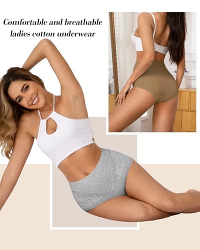 IROCUE High Waisted Underwear for Women Cotton Full Coverage Briefs Soft Strech Ladies Breathable Panties Pack L