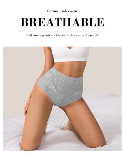 IROCUE High Waisted Underwear for Women Cotton Full Coverage Briefs Soft Strech Ladies Breathable Panties Pack L