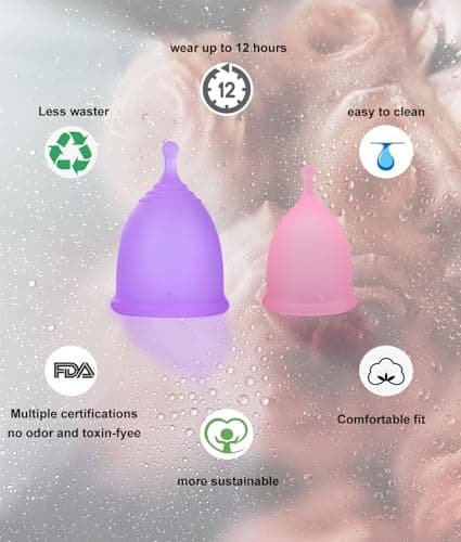 Ginalaia Menstrual Cups with Collapsible Storage Cup, Leak-Proof Design with Medical Grade Silicone Period Cups Reusable, Tampon and Pad Alternative,for Light Flow and Heavy Flow Large+Small