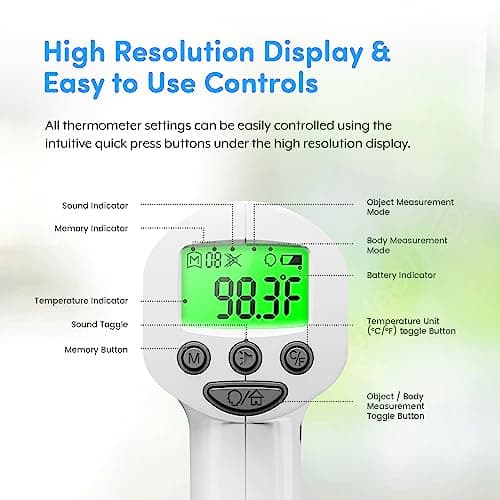 Medical Grade FSA-HSA Eligible Heavy Duty Touchless Infrared Forehead Thermometer, for Adults & Baby Digital Thermometer Gun, 1s Instant Results