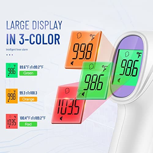 No-Touch Thermometer for Adults and Kids, Digital Thermometer with Fever Alarm, Fast Accurate Results, Easy for All Ages, FSA Eligible (Purple)