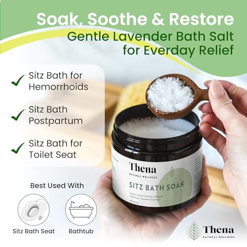 Best Organic Sitz Bath Soak Postpartum Care and Post Partum Essentials, Natural Hemorrhoid Treatment for Women & Moms with Epsom Dead Sea Salt Witch Hazel, Sitz Bath for Toilet, Thena