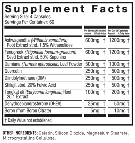 Alpha JYM X Advanced Testosterone Booster - Vitality, Optimization, DHEA, Ashwagandha, Boron, Shilajit, Fenugreek, Eurycoma, Damiana, Quercetin, DIM, JYM Supplemental Science (240 Capsules)