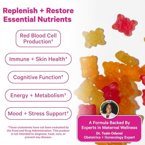 Pink Stork Total Postnatal Vitamin Gummies - Multivitamin for Postpartum Recovery and Lactation Support - Folic Acid, B6, and Vitamin C - Postpartum Essentials - 60 Gummy Vitamins