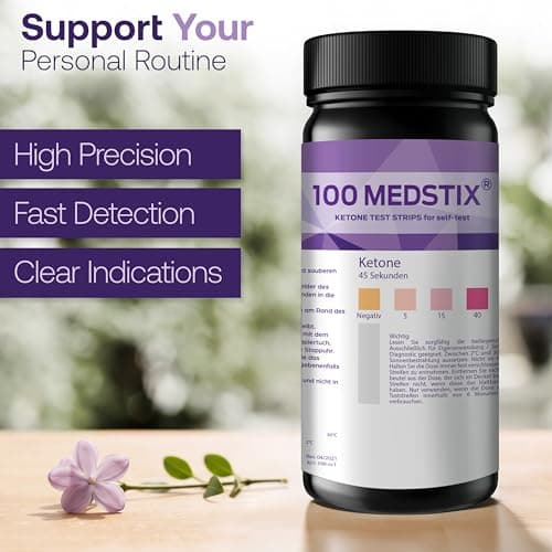 100 Ketone Test Strips for Self-Testing | Results in 45 Seconds | Easy Urine Test Strips with Color Chart | 100-Count Tube for Home, Travel, and Daily Use