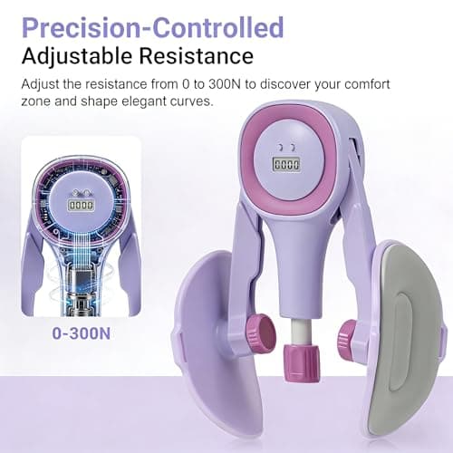 Thigh Trainer for Women, 15-60LB Adjustable Resistance Inner Thigh Exerciser for Pelvic Floor Strengthening, Kegel Equipment with Data Tracking, Home Gym Fitness for Postpartum Recovery & Shaping