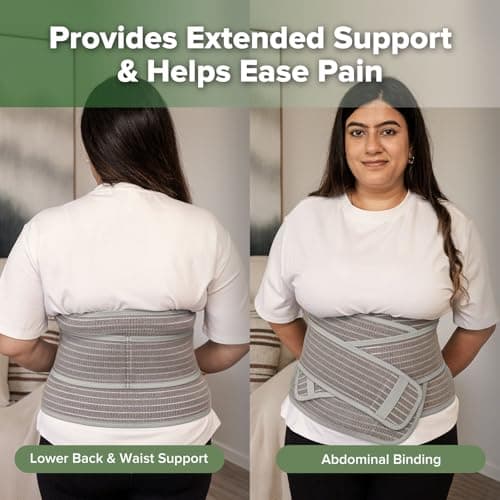 haakaa Postpartum Belly Band, Postpartum Belly Wrap Back Support, Natural Delivery & C Section Recovery Band Waist Shaper, Natural Latex,M