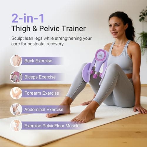 Thigh Trainer for Women, 15-60LB Adjustable Resistance Inner Thigh Exerciser for Pelvic Floor Strengthening, Kegel Equipment with Data Tracking, Home Gym Fitness for Postpartum Recovery & Shaping