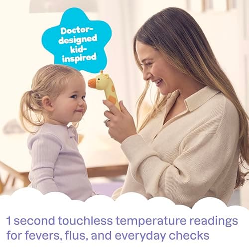 Playhouse MD Baby Thermometer for Kids – Digital Infrared No-Touch Forehead & Ear Thermometer, 3-in-1 Contactless Thermometer with Fever Indicator, Fever Buddy Giraffe