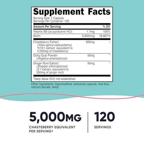 Nutricost Chasteberry Extract Supplement for Women 120 Capsules for 120 Servings - Vitex Extract with Dong Quai & Ginger Root, Vegan
