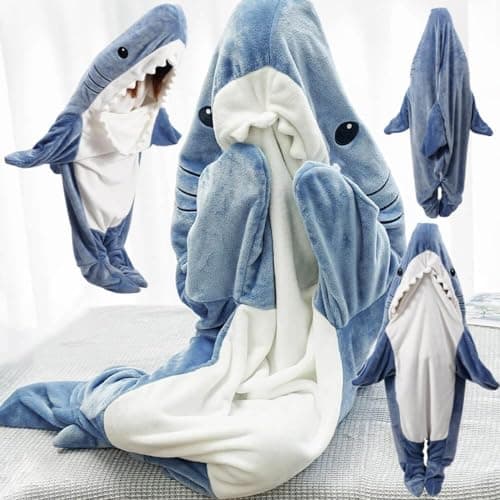 Gudina Shark Blanket Hoodie Onesie, Shark Sleeping Bag for Adult (XL)