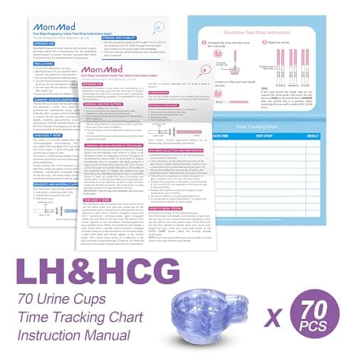 MomMed Ovulation Test Strips, Ovulation and Pregnancy Tests (LH50-HCG20), Includes 50 Ovulation Tests and 20 Pregnancy Tests with 70 Urine Cups, Accurately Track Ovulation and Detect Early Pregnancy