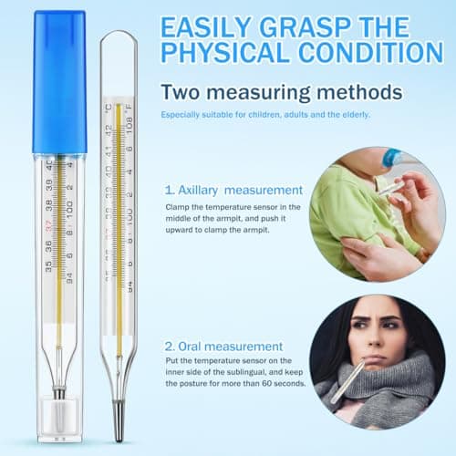 JOINPAYA 2Pc Glass Oral Temperature Adult: Free Clinic Armpit Fast Reading Fever Indicator
