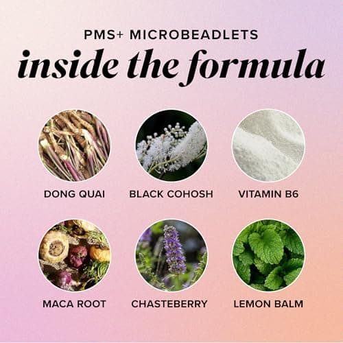 PMS Support Supplement for Women with PMS Relief | Hormonal Acne, Hormone Balance & Period Relief | Chasteberry Supplements | Microbeadlets with Dong Quai, Cranberry & Vitamin B6 | Non-GMO 30ct