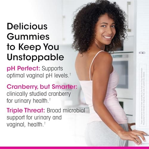 vH Essentials Probiotic Gummies with Prebiotics & Cranberry, Concentrated Extract for Urinary Tract Health, Supports Vaginal Microflora Balance for a Healthy Feminine Tract, 60 Count