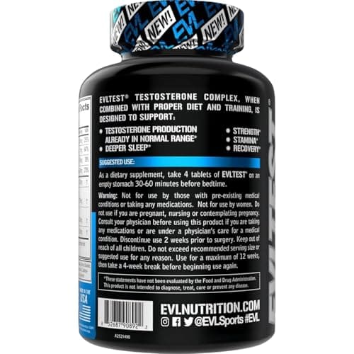 EVL Complete Testosterone Booster for Men - Post Workout Recovery Testosterone Supplement with DIM Plus D Aspartic Acid and Tribulus - EVLTest Estrogen Blocker for Men Post Workout Supplement