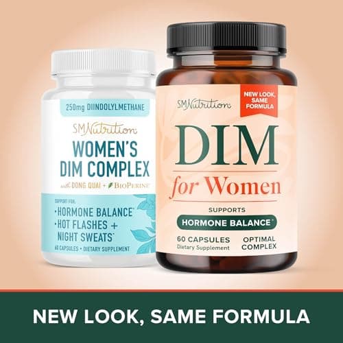 DIM Supplement for Women 250 mg | Estrogen & Hormone Balance | Menopause, Hot Flashes & Night Sweats Support | DIM Complex Estrogen Supplement for Women | with BioPerine | Gluten-Free | 60 Ct